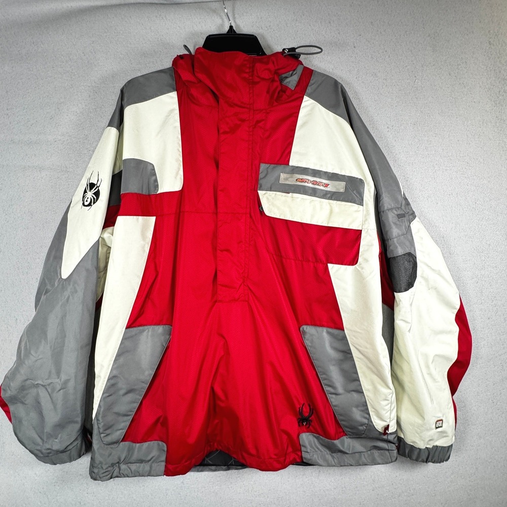 SPYDER Team Venom Anorak Ski Jacket Mens XL Colorblock Pullover Gorpcore Red